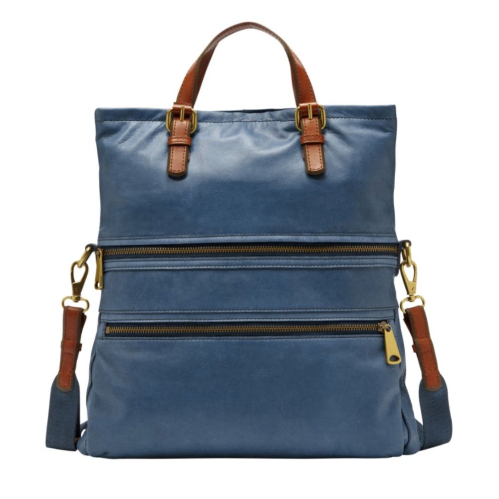 NWT Fossil explorer tote in heritage blue